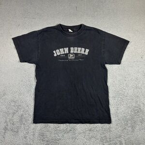 Vintage Y2k John Deere Men's Black Short Sleeve T-Shirt Medium #1824